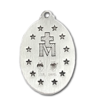 1" x 3/4" Oval Sterling Silver Miraculous Medal w/ 24" Chain